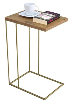 Skandynawski stolik pomocniczy dąb lancelot + złoty- Texti 4X ze sklepu Edinos.pl w kategorii Meble biurowe - zdjęcie 172218458