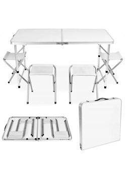 Biały zestaw turystyczny stół z krzesłami - Hipes 4X ze sklepu Edinos.pl w kategorii Zestawy mebli ogrodowych - zdjęcie 172218775