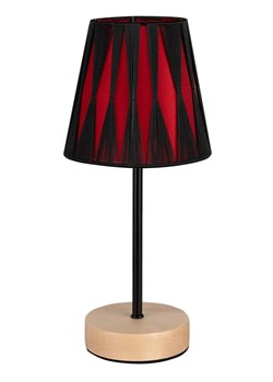 Abażurowa lampka na drewnianej podstawie - A95-Uresa ze sklepu Edinos.pl w kategorii Lampy stołowe - zdjęcie 172218847