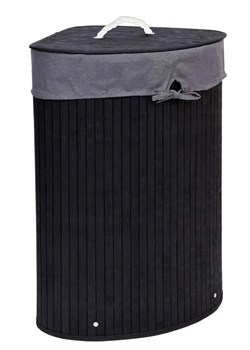 Czarny narożny bambusowy kosz na pranie - Vexo ze sklepu Edinos.pl w kategorii Kosze na pranie - zdjęcie 172219286