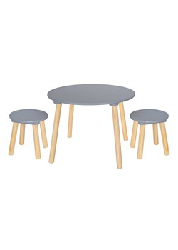 Srebrny okrągły stolik z krzesełkami dla dzieci - Geronimo ze sklepu Edinos.pl w kategorii Stoliki kawowe - zdjęcie 172219455
