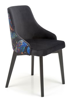 Czarne tapicerowane welurem krzesło - Dabox ze sklepu Edinos.pl w kategorii Krzesła - zdjęcie 172220047