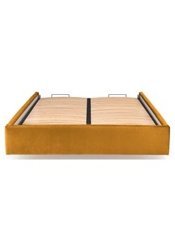 Musztardowy korpus łóżka tapicerowanego welurem - Rimoso ze sklepu Edinos.pl w kategorii Łóżka i materace - zdjęcie 172220106
