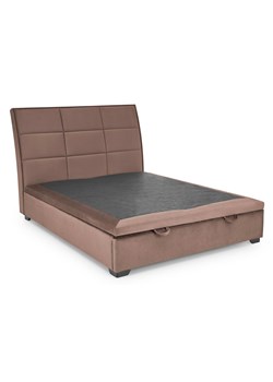 Beżowe welurowe łóżko z pikowanym zagłówkiem 160x200 cm - Ebro 4X ze sklepu Edinos.pl w kategorii Łóżka i materace - zdjęcie 172220225