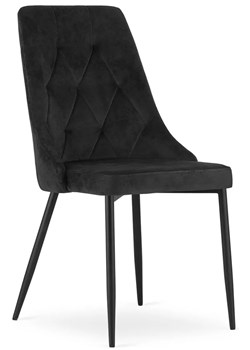 Czarne welurowe krzesło metalowe do stołu - Imre 3X ze sklepu Edinos.pl w kategorii Krzesła - zdjęcie 172220928