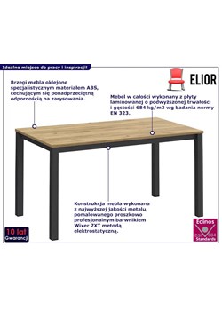Długie biurko do pracy dąb craft - Aries ze sklepu Edinos.pl w kategorii Biurka i sekretarzyki - zdjęcie 172221035