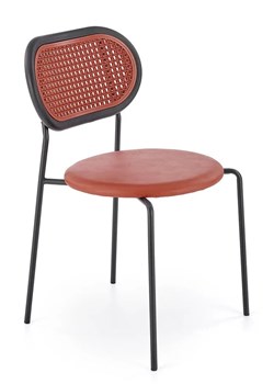 Bordowe tapicerowane krzesło z rattanem - Omix ze sklepu Edinos.pl w kategorii Krzesła - zdjęcie 172221508