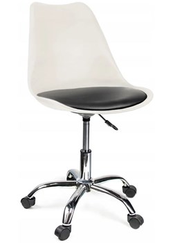 Białe krzesło na kółkach z czarną poduszką - Fosi 3X ze sklepu Edinos.pl w kategorii Krzesła - zdjęcie 172223205