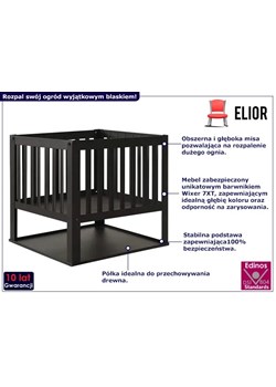 Kwadratowe minimalistyczne palenisko ogrodowe - Elaza ze sklepu Edinos.pl w kategorii Pozostałe wyposażenie ogrodowe - zdjęcie 172223575