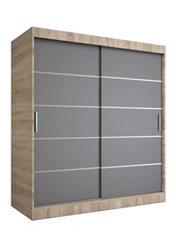 Szafa przesuwna dąb sonoma + antracyt 180 cm N0-N21 ze sklepu Edinos.pl w kategorii Szafy - zdjęcie 172223965