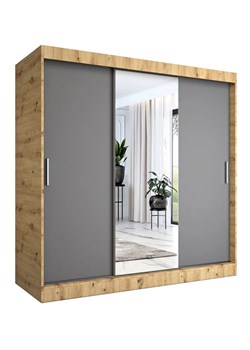 Szafa przesuwna dąb artisan + antracyt 200 cm - Massi 6X ze sklepu Edinos.pl w kategorii Szafy - zdjęcie 172224135