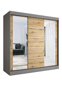 Szafa przesuwna 200 cm antracyt + dąb artisan D8-B76 ze sklepu Edinos.pl w kategorii Szafy - zdjęcie 172224448