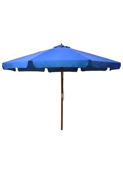 Lazurowy parasol ogrodowy z drewnianym słupkiem - Karcheros ze sklepu Edinos.pl w kategorii Parasole ogrodowe - zdjęcie 172224557