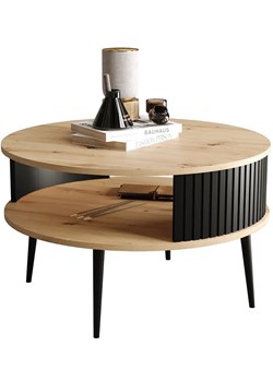Okrągły loftowy stolik kawowy dąb artisan + czarny - Darvex 3X ze sklepu Edinos.pl w kategorii Stoliki kawowe - zdjęcie 172225735