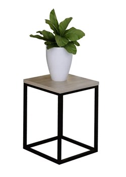 Metalowy stojak na kwiaty w stylu loft czarny + dąb sonoma - Omono 4X ze sklepu Edinos.pl w kategorii Doniczki i osłonki - zdjęcie 172226217