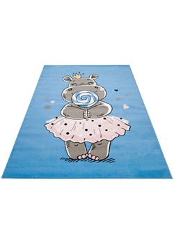 Niebieski dywan dziecięcy z Hipopotamem - Jomi 9X ze sklepu Edinos.pl w kategorii Dywany - zdjęcie 172226235