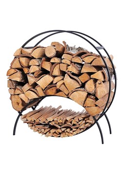 Czarny okrągły stojak na drewno kominkowe 80 cm - Arfo ze sklepu Edinos.pl w kategorii Pozostałe meble - zdjęcie 172226468