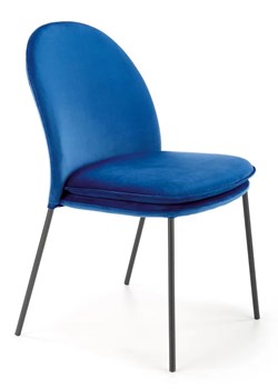 Granatowe welurowe krzesło - Tazo ze sklepu Edinos.pl w kategorii Krzesła - zdjęcie 172227097