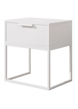 Biała minimalistyczna szafka nocna z szufladą - Arca ze sklepu Edinos.pl w kategorii Stoliki i szafki nocne - zdjęcie 172227196