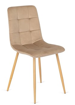Beżowe nowoczesne krzesło welurowe - Klen ze sklepu Edinos.pl w kategorii Krzesła - zdjęcie 172227198