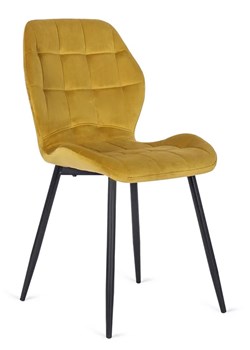 Musztardowe welurowe krzesło do stołu - Edro 3X ze sklepu Edinos.pl w kategorii Krzesła - zdjęcie 172227215