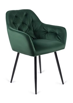 Zielone krzesło fotelowe tapicerowane welurem - Damo ze sklepu Edinos.pl w kategorii Krzesła - zdjęcie 172227235