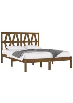 Drewniane małżeńskie łóżko miodowy brąz 140x200 - Dotto 5X ze sklepu Edinos.pl w kategorii Łóżka i materace - zdjęcie 172227678