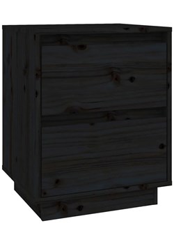 Czarna szafka nocna z szufladami z litego drewna - Vobi ze sklepu Edinos.pl w kategorii Stoliki i szafki nocne - zdjęcie 172227765