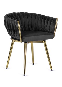 Czarne obrotowe krzesło welurowe tapicerowane glamour - Akto ze sklepu Edinos.pl w kategorii Krzesła - zdjęcie 172228195