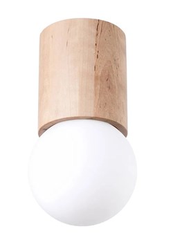 Drewniany plafon z okrągłym kloszem - A434-Urva ze sklepu Edinos.pl w kategorii Lampy sufitowe - zdjęcie 172228706