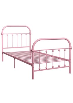 Różowe minimalistyczne łóżko metalowe 100x200 cm - Asal ze sklepu Edinos.pl w kategorii Łóżka i materace - zdjęcie 172229578