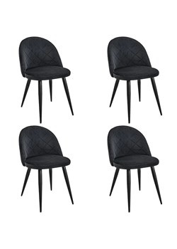 Zestaw 4 czarnych tapicerowanych krzeseł - Eferos 4X ze sklepu Edinos.pl w kategorii Krzesła - zdjęcie 172230097