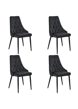 Komplet 4 czarnych krzeseł z pikowanym oparciem - Sageri 4X ze sklepu Edinos.pl w kategorii Krzesła - zdjęcie 172230175