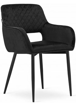 Zestaw 2 czarnych krzeseł welurowych pikowanych - Rones ze sklepu Edinos.pl w kategorii Krzesła - zdjęcie 172230195