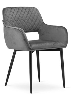 Szare nowoczesne krzesło metalowe welurowe - Rones 3X ze sklepu Edinos.pl w kategorii Krzesła - zdjęcie 172230205