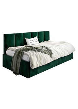 Zielone welwetowe łóżko młodzieżowe Barnet 7X - 3 rozmiary ze sklepu Edinos.pl w kategorii Łóżka i materace - zdjęcie 172230447