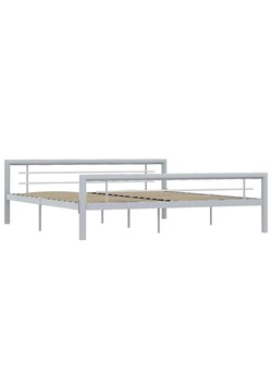 Szare metalowe łóżko z zagłówkiem 120 x 200 cm - Hegrix ze sklepu Edinos.pl w kategorii Łóżka i materace - zdjęcie 172230525