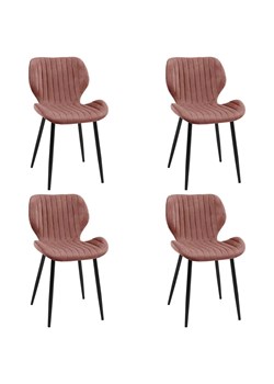 Różowy komplet 4 welurowych krzeseł - Oferion 4X ze sklepu Edinos.pl w kategorii Krzesła - zdjęcie 172230568