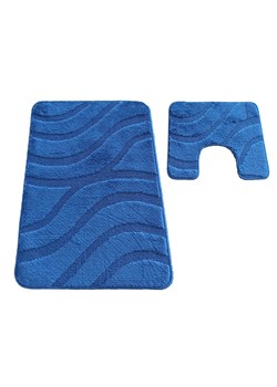 Granatowy komplet dywaników łazienkowych - Fendos ze sklepu Edinos.pl w kategorii Dywaniki łazienkowe - zdjęcie 172230849
