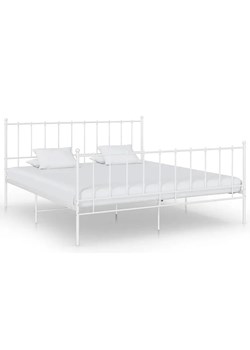 Białe metalowe łózko małżeńskie 200x200 cm R4-S63 ze sklepu Edinos.pl w kategorii Łóżka i materace - zdjęcie 172230918