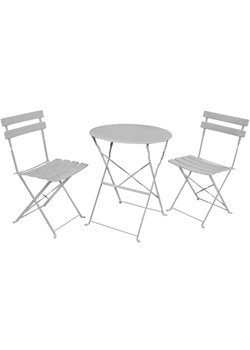 Szary stół z 2 krzesłami do ogrodu - Inderio ze sklepu Edinos.pl w kategorii Zestawy mebli ogrodowych - zdjęcie 172230957
