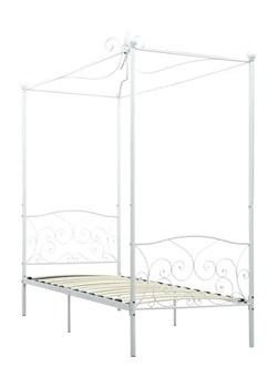 Białe metalowe łóżko z baldachimem 100x200 cm - Orfes ze sklepu Edinos.pl w kategorii Łóżka i materace - zdjęcie 172231175