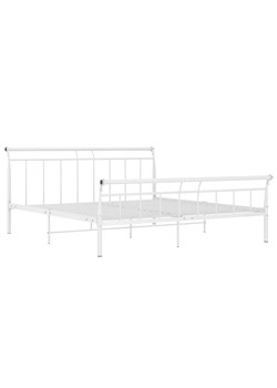 Białe metalowe łóżko małżeńskie 200x200 cm - Keri ze sklepu Edinos.pl w kategorii Łóżka i materace - zdjęcie 172231498