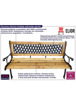 Klasyczna ławka do ogrodu z oparciem - Elgros 7X ze sklepu Edinos.pl w kategorii Ławki ogrodowe - zdjęcie 172231689