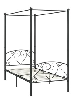 Szare metalowe łóżko rustykalne z baldachimem 120x200 cm - Nila ze sklepu Edinos.pl w kategorii Łóżka i materace - zdjęcie 172231799