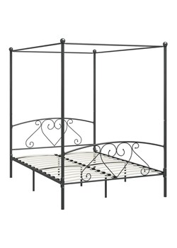 Szare metalowe łóżko z baldachimem 160x200 cm - Elox ze sklepu Edinos.pl w kategorii Łóżka i materace - zdjęcie 172231807