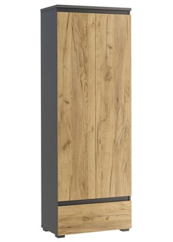 Zamykany regał z szufladą i półkami antracyt + dąb craft - Elsinor 6X ze sklepu Edinos.pl w kategorii Regały i witryny - zdjęcie 172231957