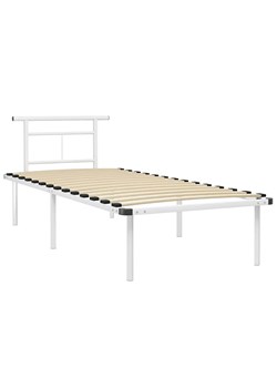 Białe metalowe łóżko z zagłówkiem 100x200 cm - Mervex ze sklepu Edinos.pl w kategorii Łóżka i materace - zdjęcie 172232019
