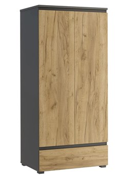 Szafa z drążkiem i półkami na nóżkach z gładkim frontem antracyt + dąb craft - Elsinor 10X ze sklepu Edinos.pl w kategorii Szafy - zdjęcie 172232029