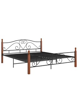 Łóżko małżeńskie vintage czarny + ciemny dąb 200x200 cm - Dexir ze sklepu Edinos.pl w kategorii Łóżka i materace - zdjęcie 172232285